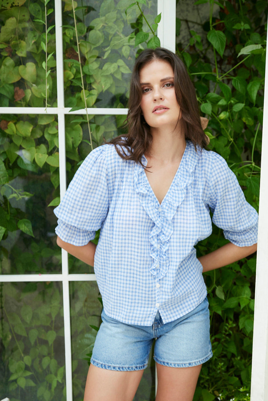 Chloe Shirt in Petite Blue Plaid