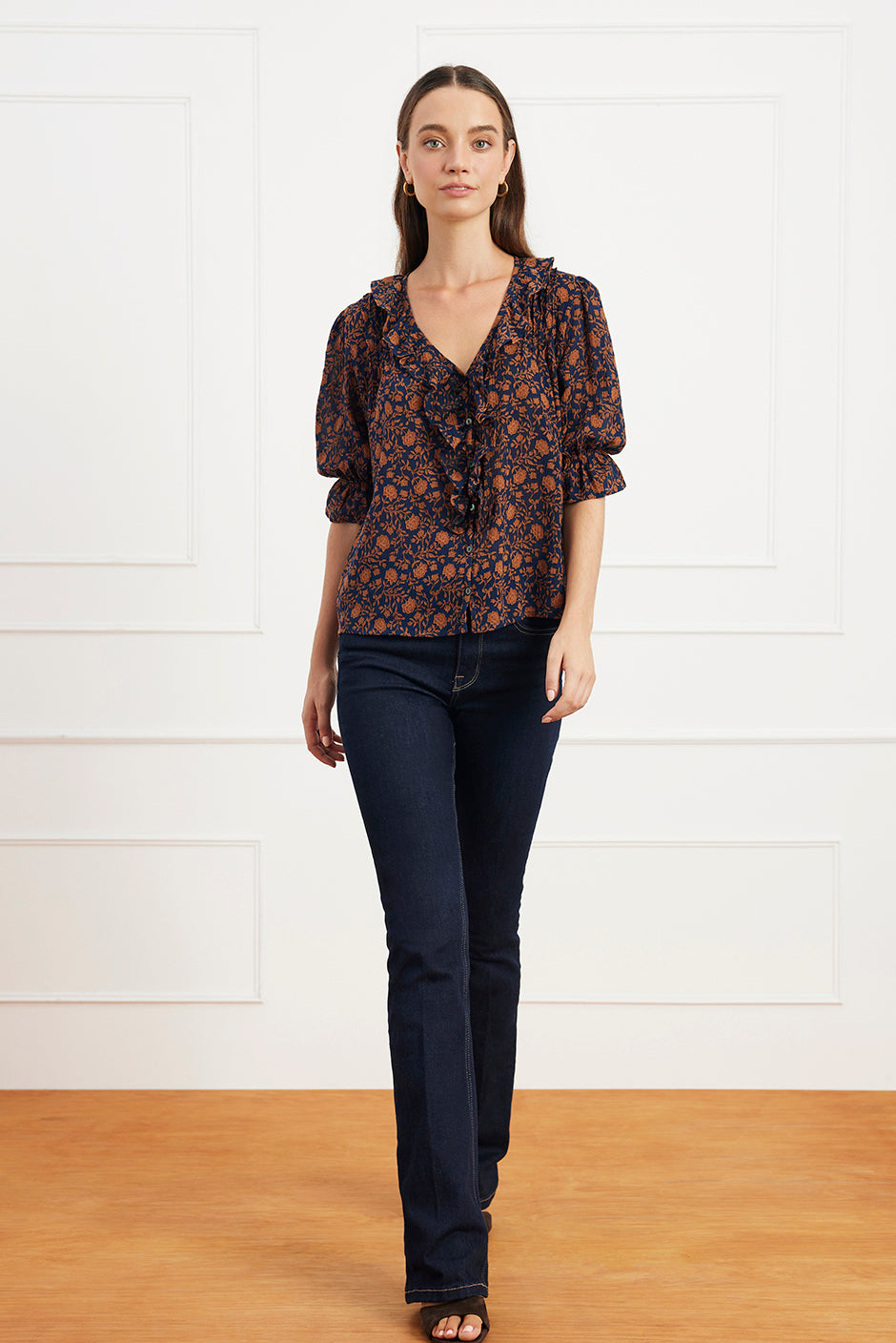 Chloe Shirt in Navy Batik