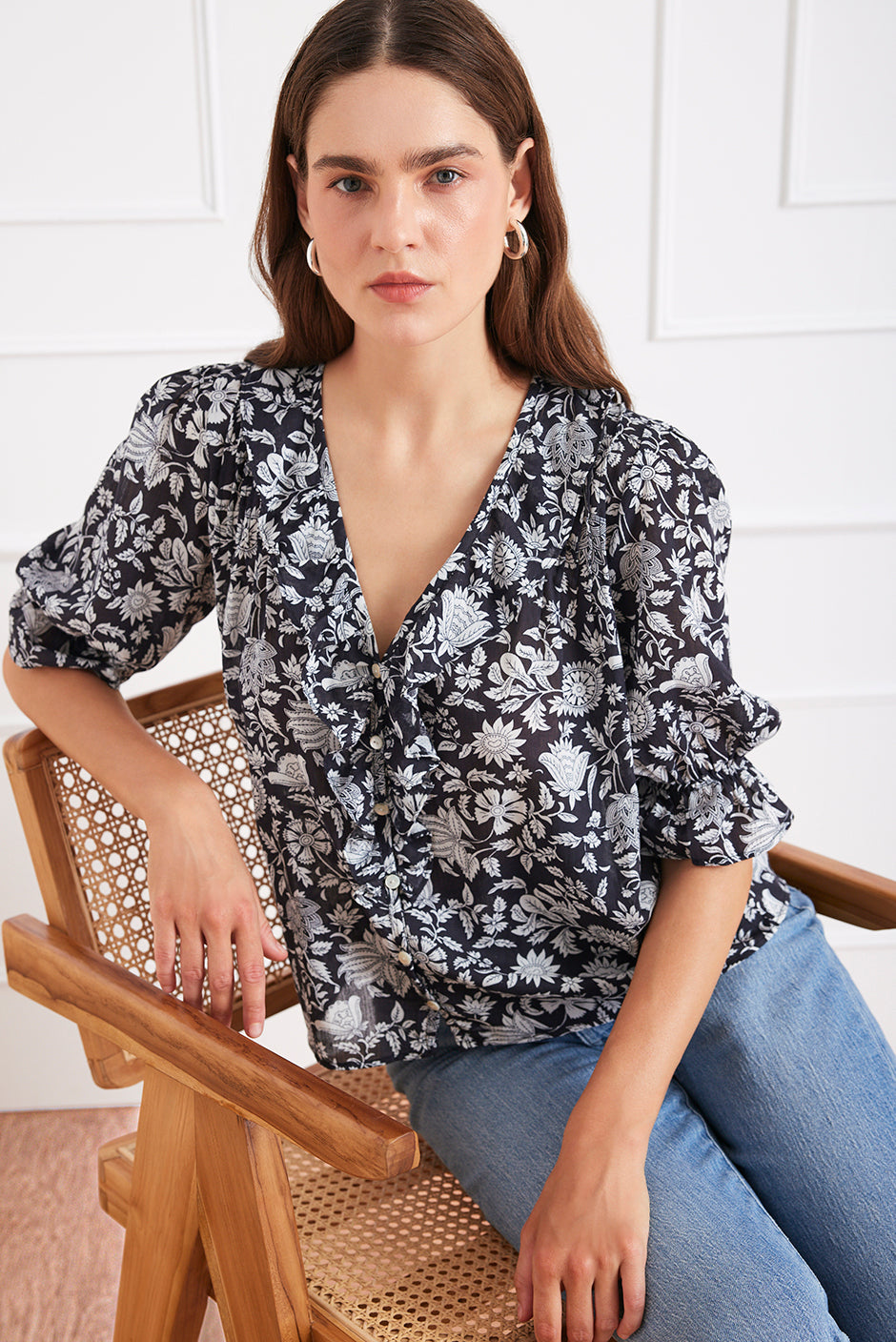 Chloe Shirt in Midnight Garden