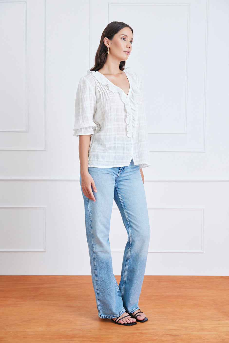 Chloe Shirt in Off White Plaid