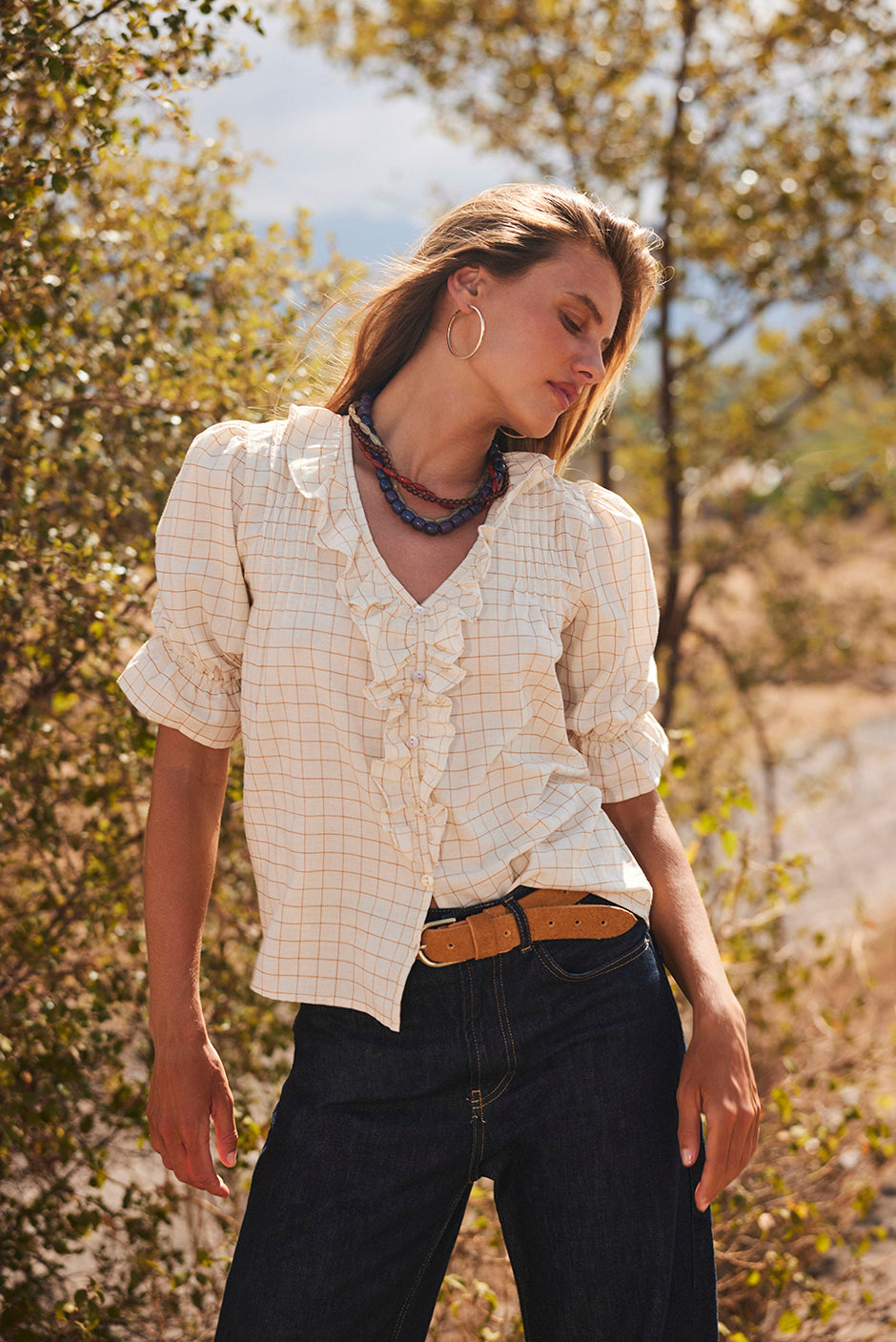 Chloe Shirt in Spice Windowpane