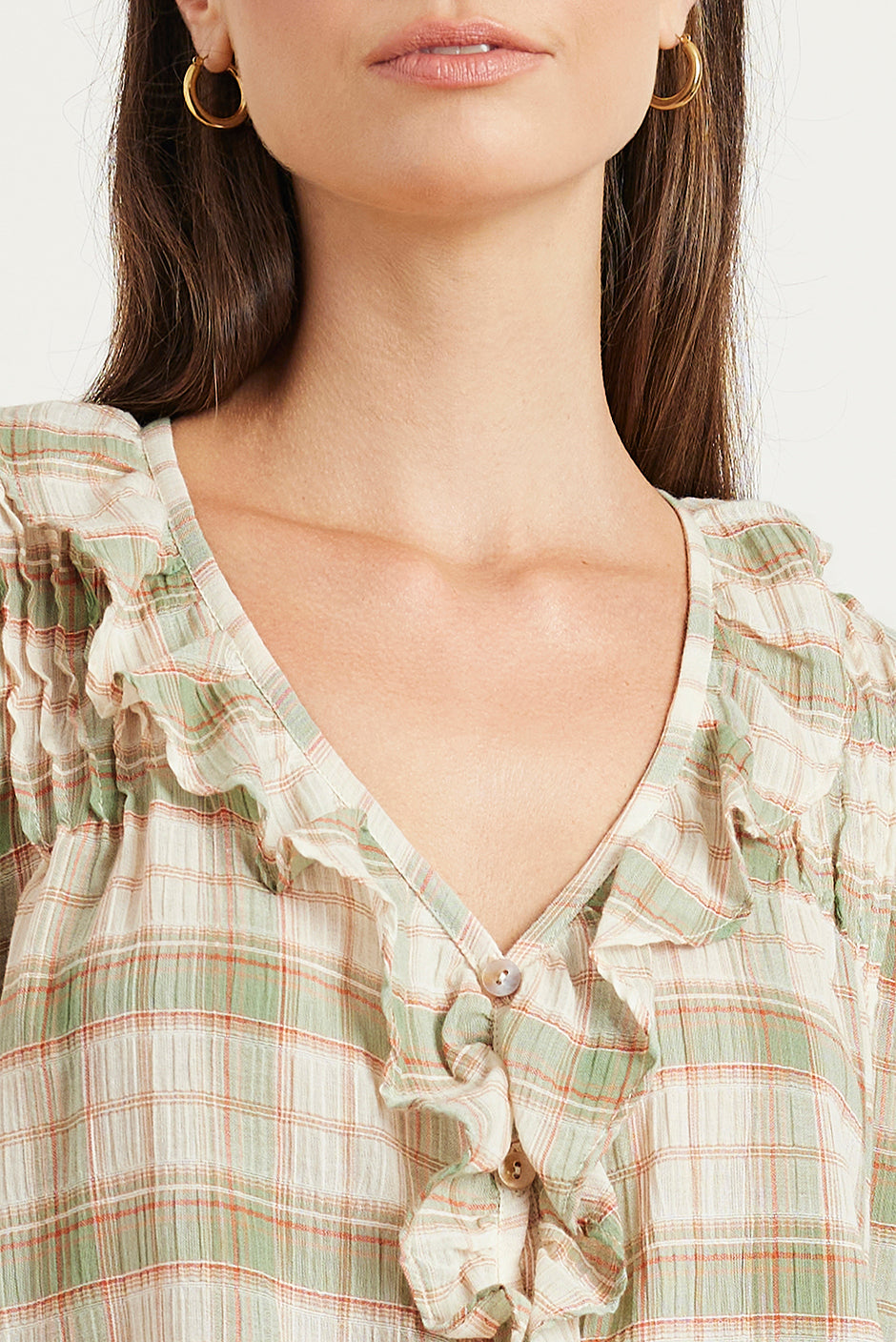 Chloe Shirt in Olive Plaid