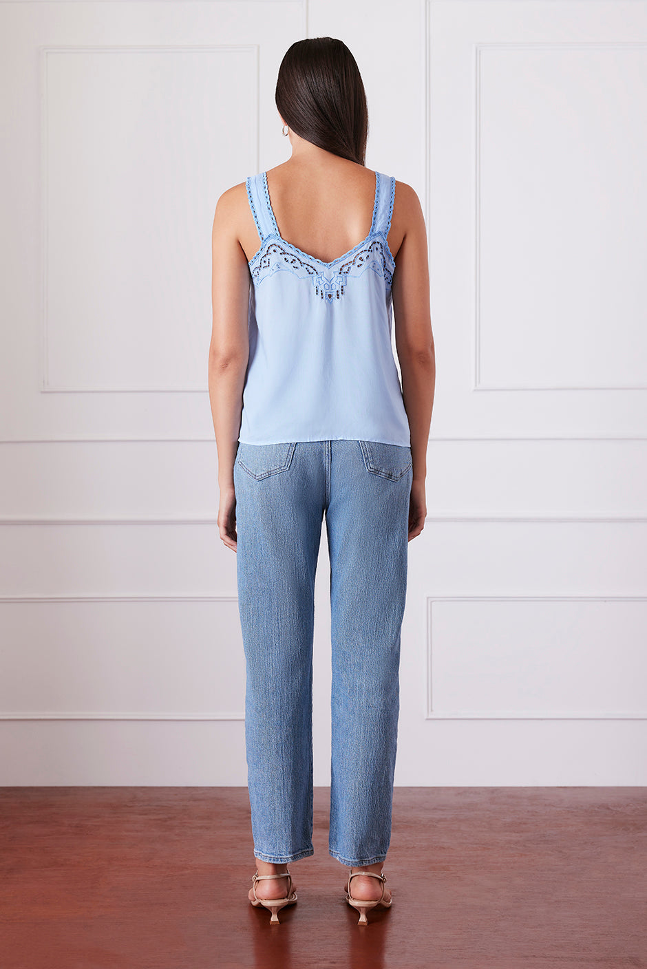 Shop Sustainable Women's Embroidered Blue Cami | the Iris