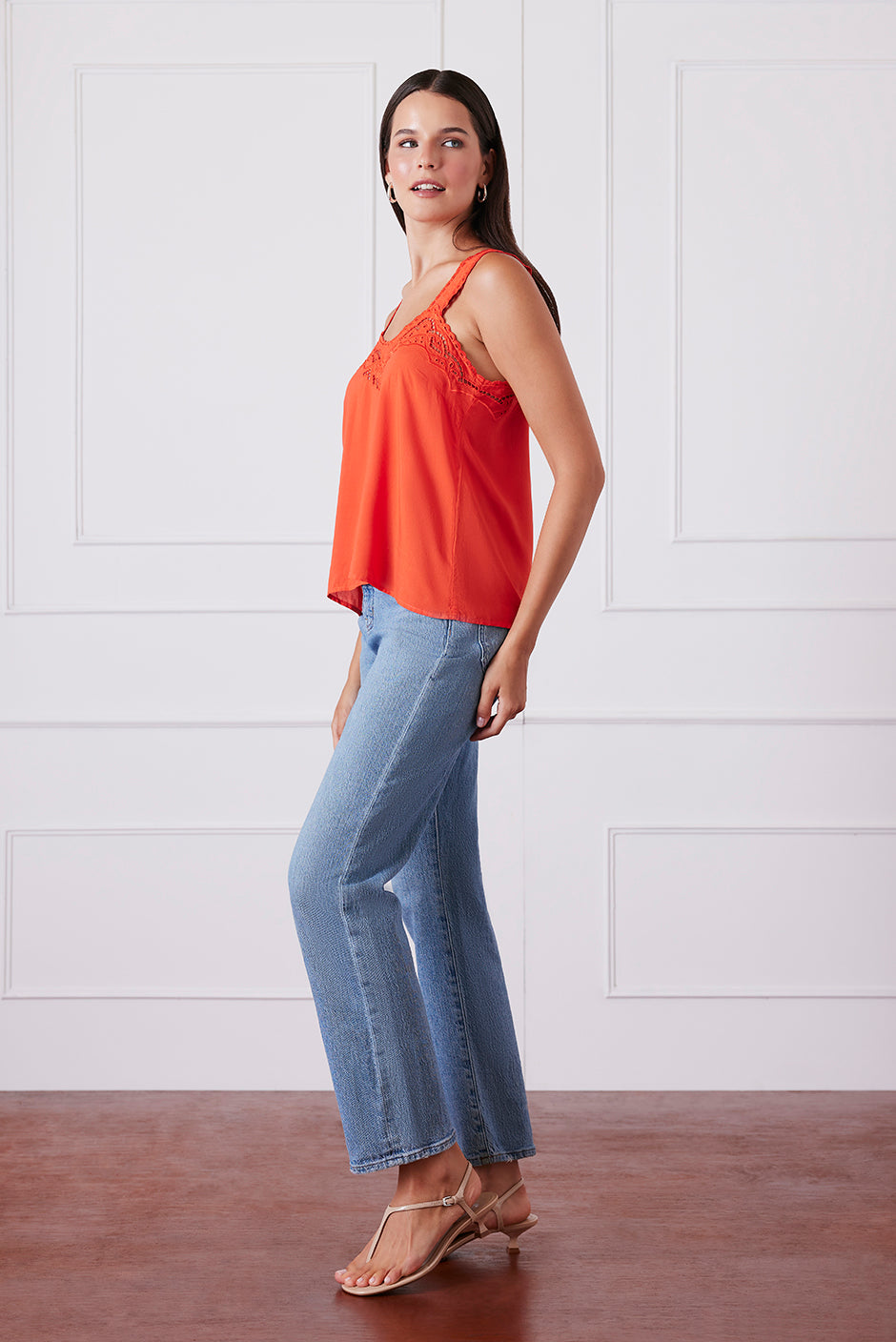 Shop Sustainable Women's Embroidered Orange Cami | the Iris