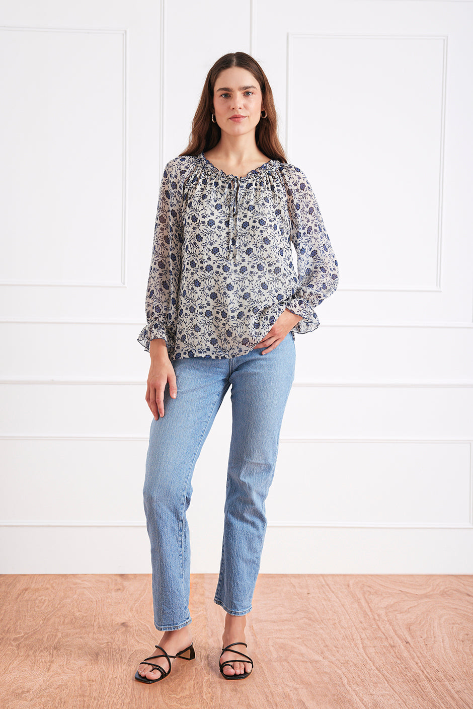 Esme Top in Sapphire Vines