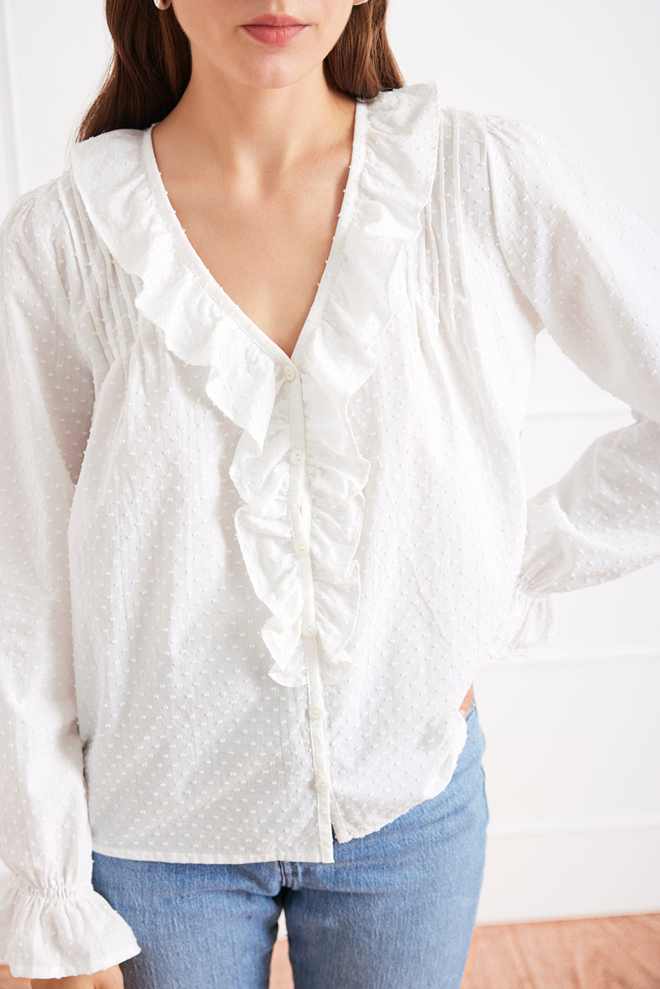 Long Sleeve Chloe Shirt in Off White