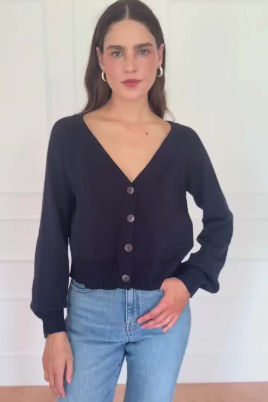 Greta Cardigan in Midnight Navy