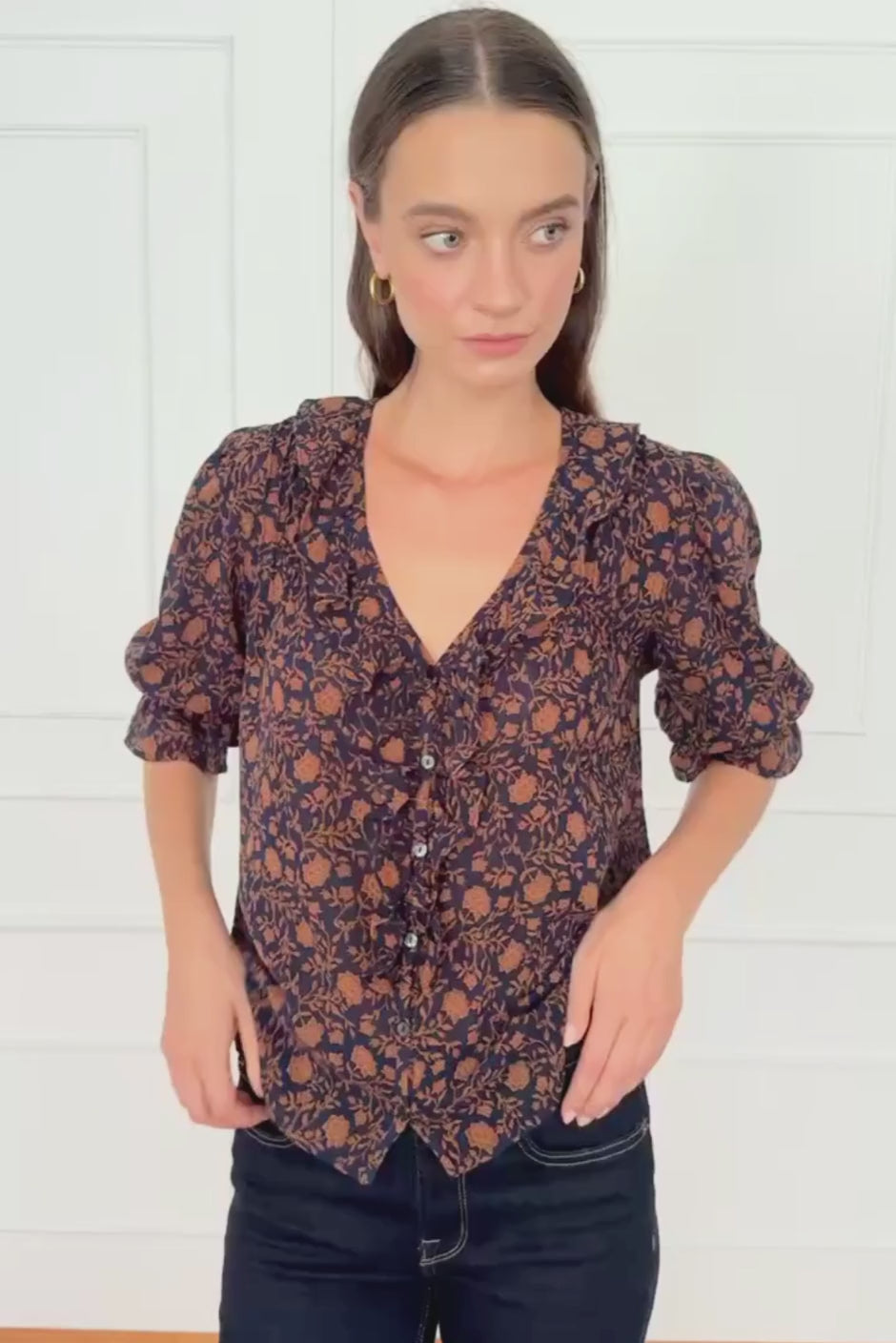 Chloe Shirt in Navy Batik