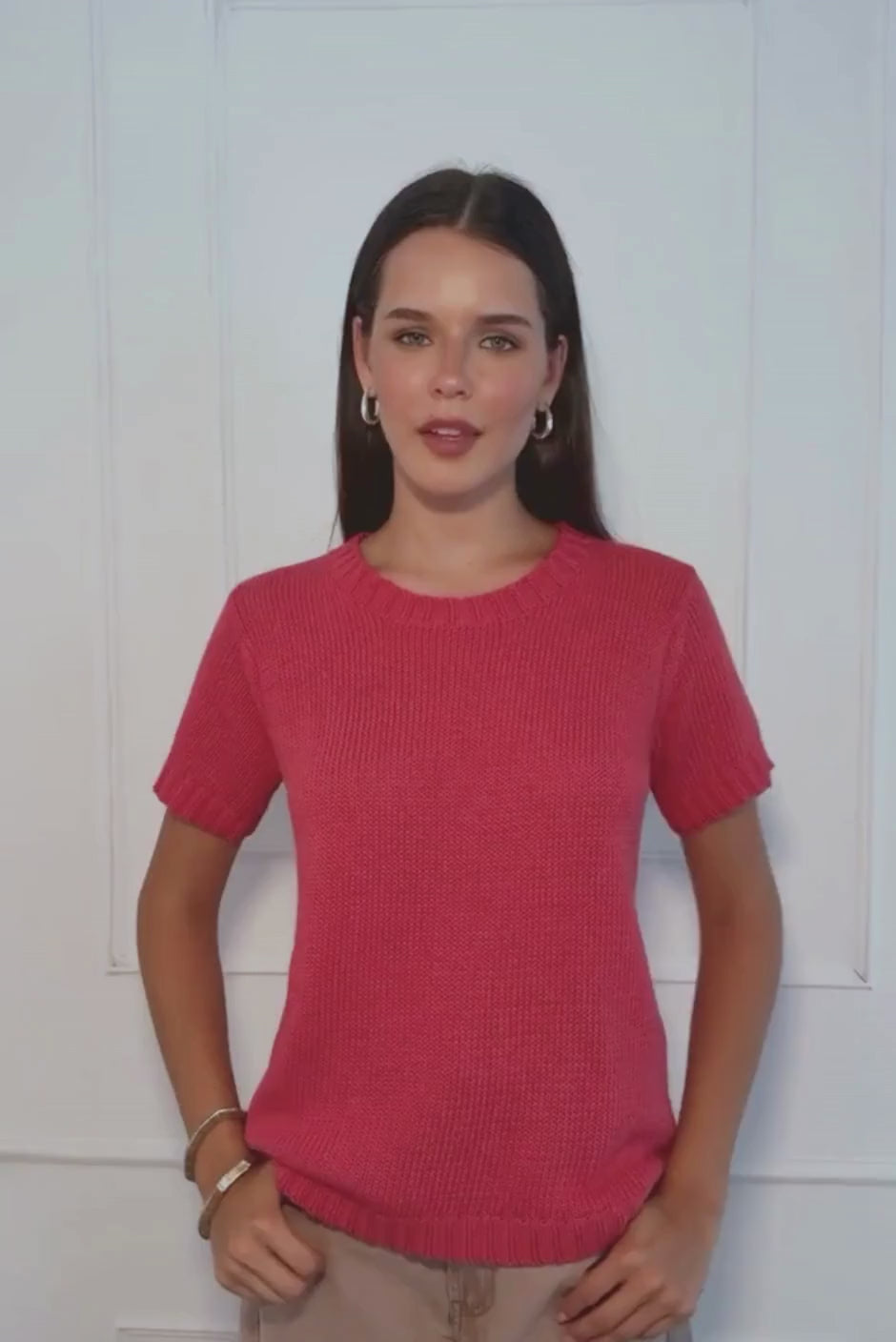 Simone Sweater Tee in Vintage Red