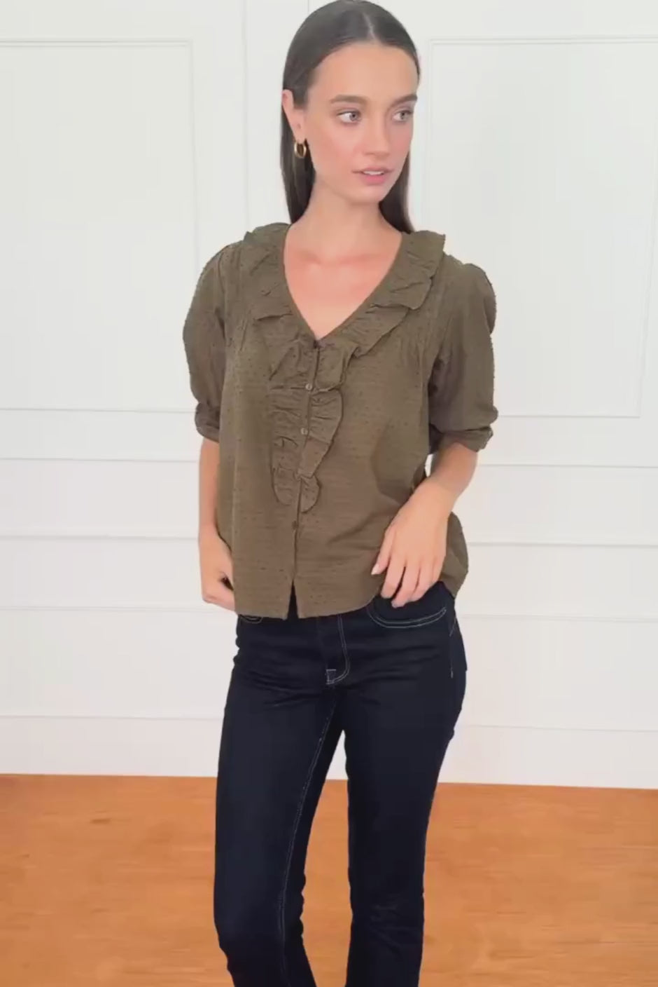 Chloe Shirt in Olive Green Solid