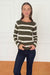 Stripe Sloane Crewneck in Forest Green