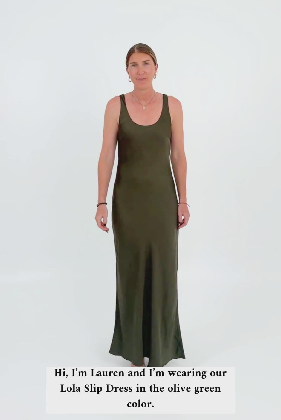 Lola Slip Dress in Olive Green