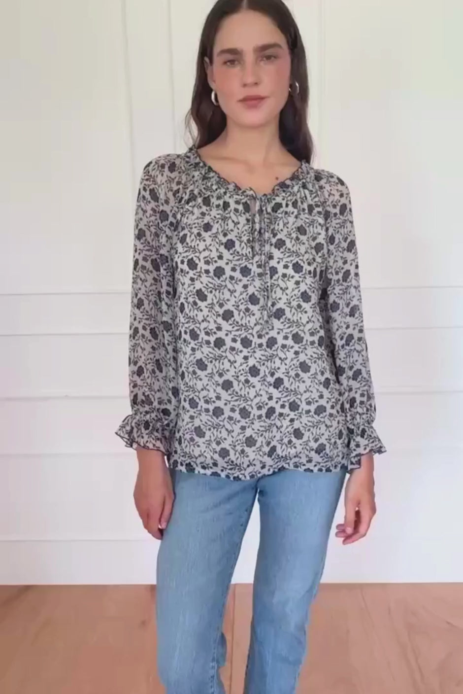 Esme Top in Sapphire Vines