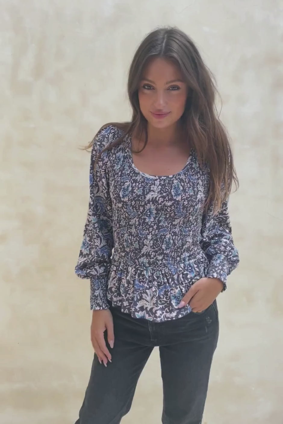 Stella Top in Navy Floral