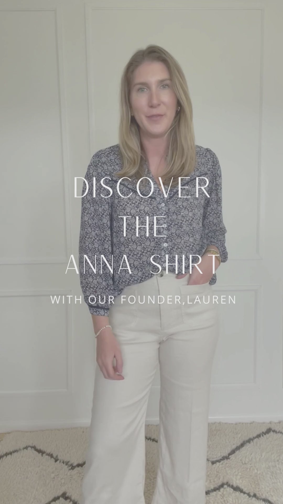 Anna Shirt in Navy Vines Print