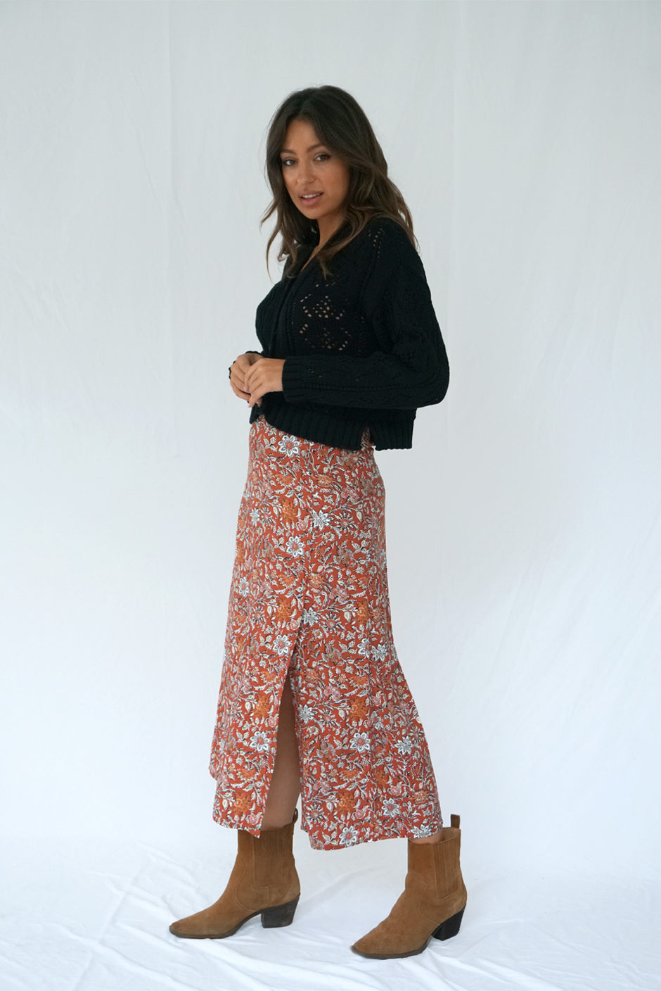 Avery Skirt in Woodblock Floral