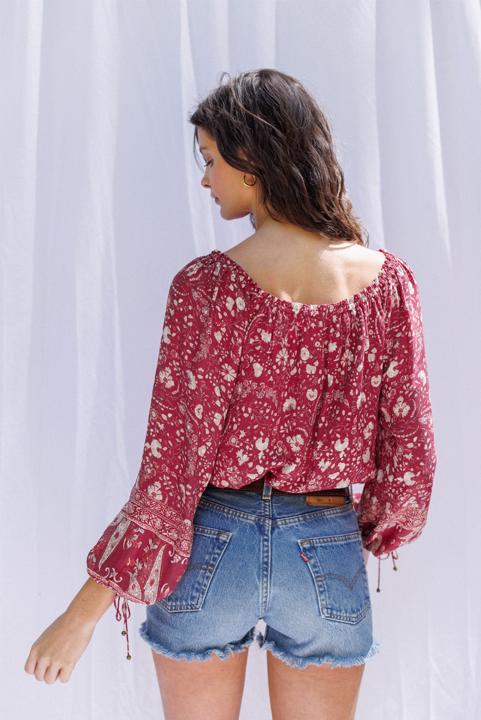 & Top Blouse Red | Ethical Luxury the Paneros Clothing - Print Canyon Floral Sustainable