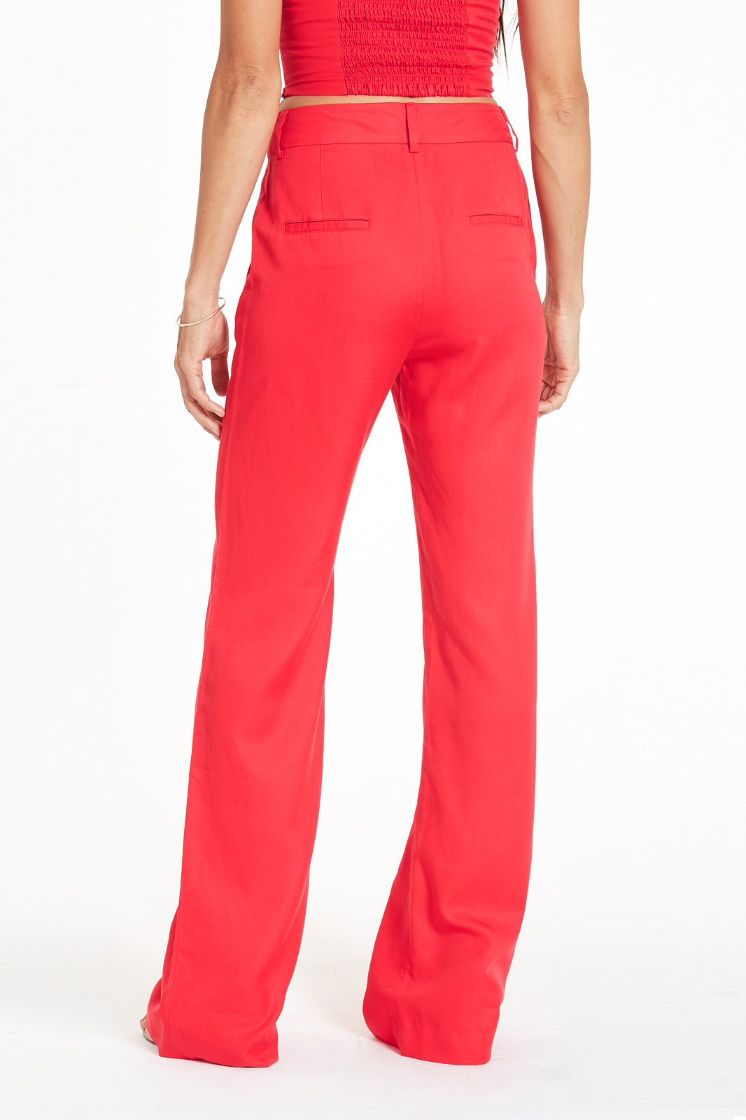 Day to Night Trouser in Cherry Punch back view by Paneros Clothing