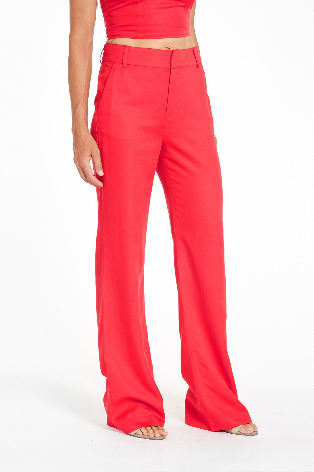 Day to Night Trouser in Cherry Punch side view by Paneros Clothing