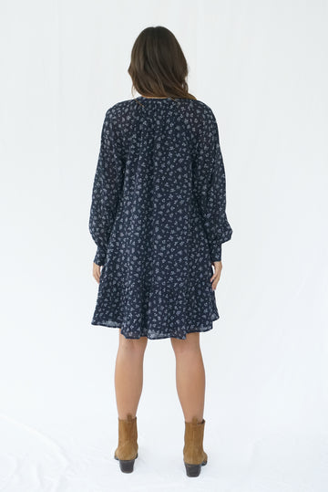 ella mini dress Sustainable & Luxurious Mini Dress in Blue Floral Print: The Ella Mini