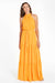 Gia Maxi Dress in Mango Orange for women by Paneros Clothing. Front View.