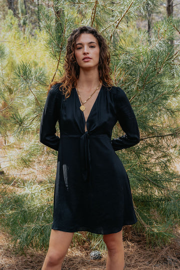 Sustainable & Ethical Fit & Flare Black Mini Dress: the Holly - Paneros Clothing Sustainable & Ethical Fit & Flare Black Mini Dress: the Holly - Paneros Clothing