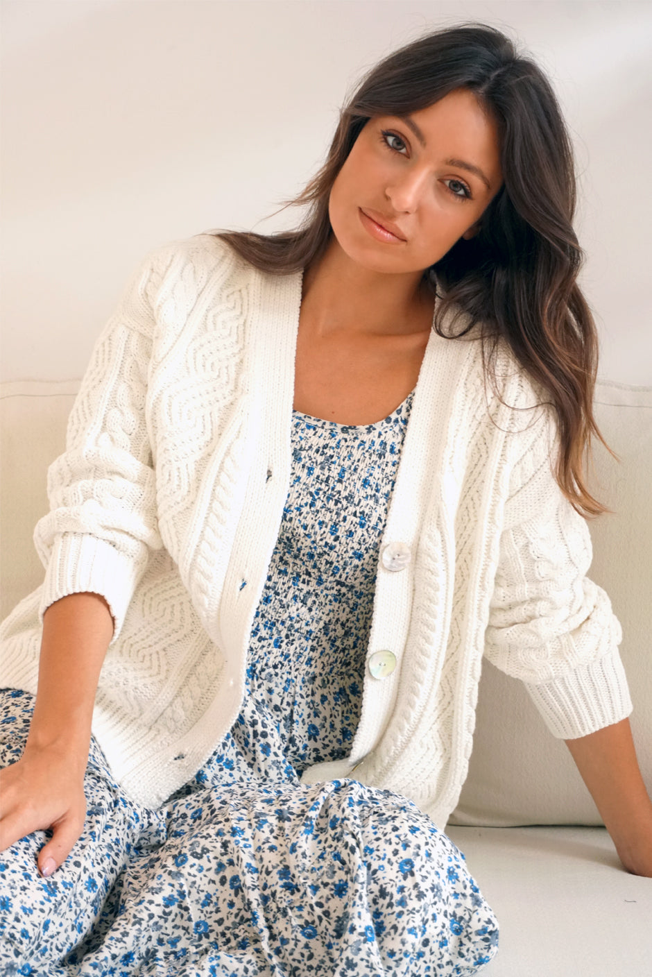 Long white deals cotton cardigan