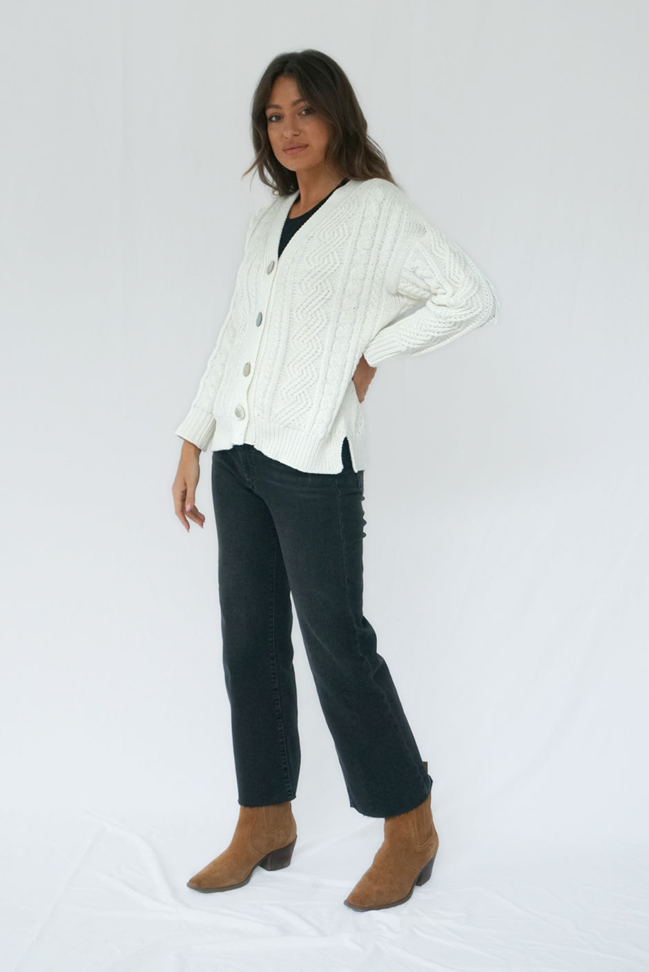 Sustainable & Ethical Handknit Cable-Knit Cotton Cardigan: the