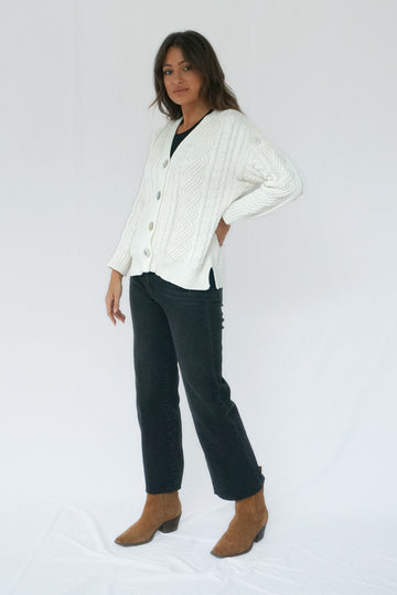 Sustainable & Ethical Handknit Cable-Knit Cotton Cardigan: the Kennedy - Paneros Clothing Sustainable & Ethical Handknit Cable-Knit Cotton Cardigan: the Kennedy - Paneros Clothing