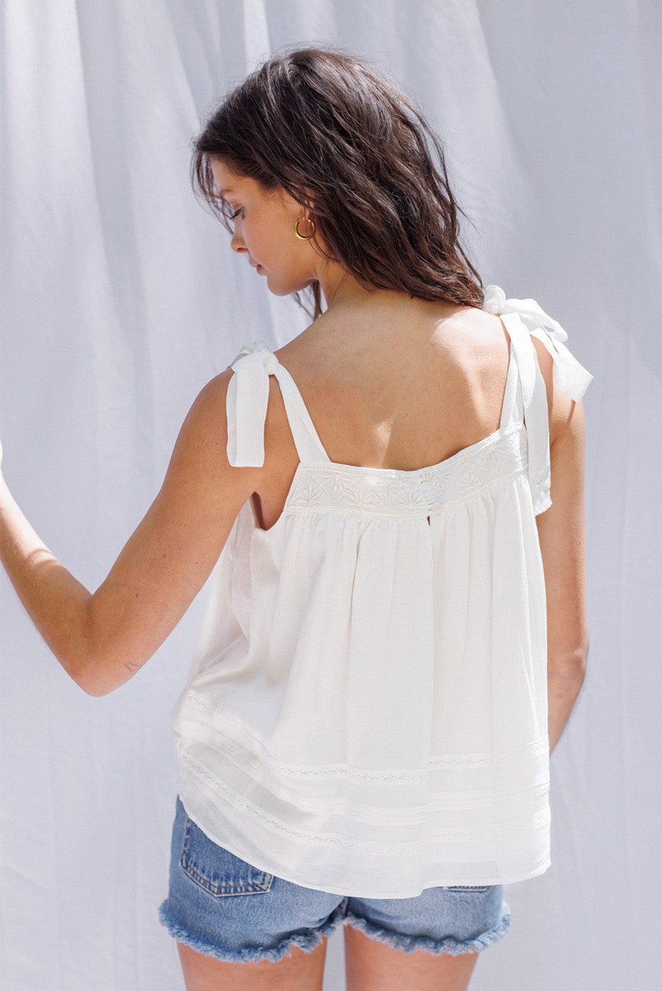 Sustainable & Ethical Women's Embroidered White Tank Top | the