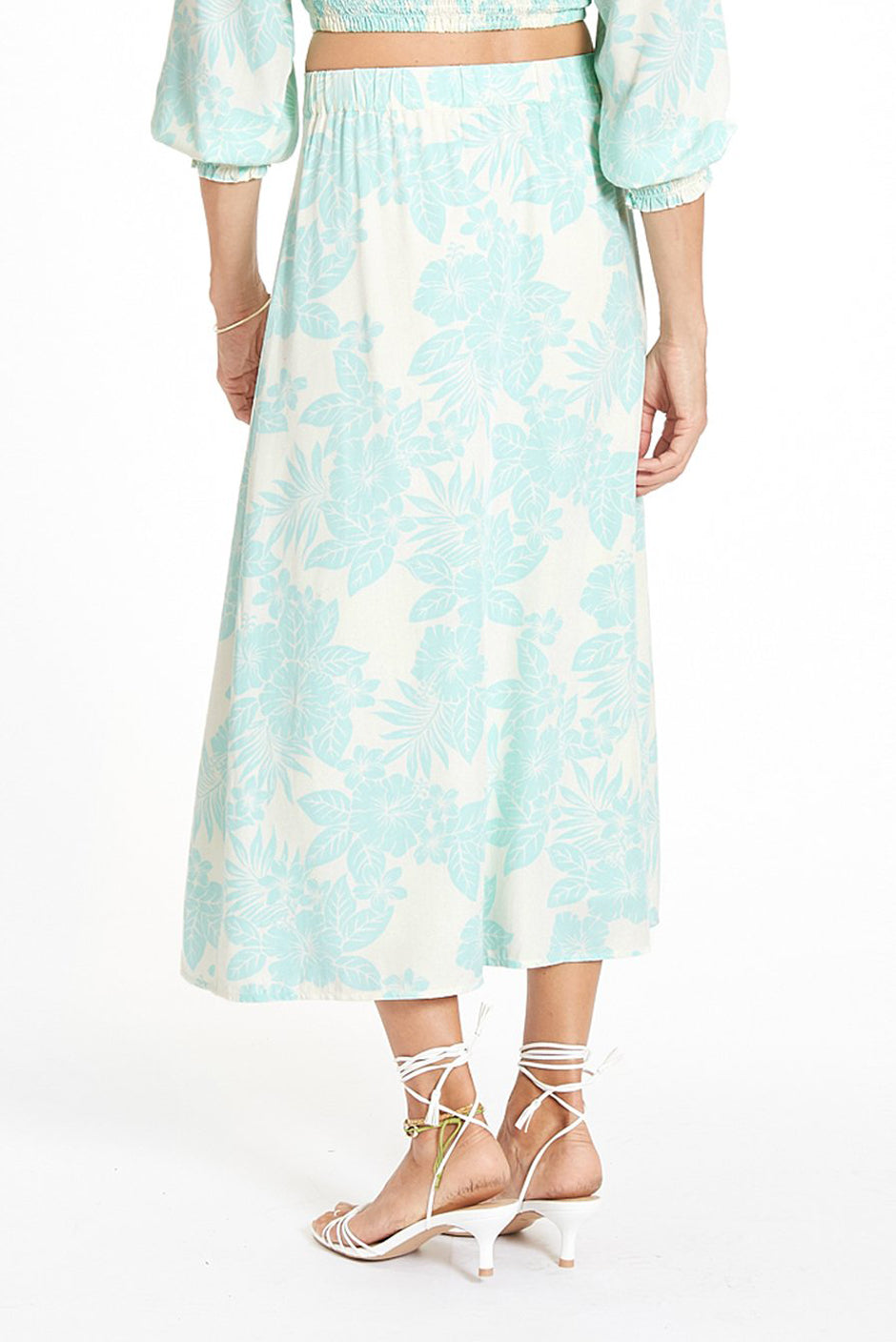 Sustainable Luxury Ankle-length Tropical Print Midi Skirt: the