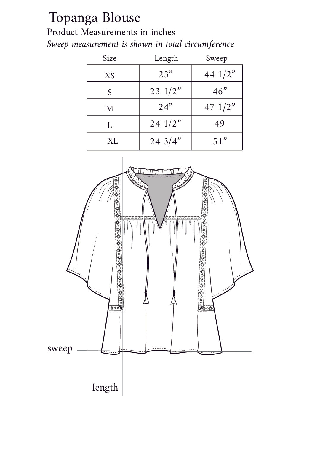 Paneros Clothing - Sustainable Fashion Ethical Designer Floral Print Blouse for Women - Sizing Guide.