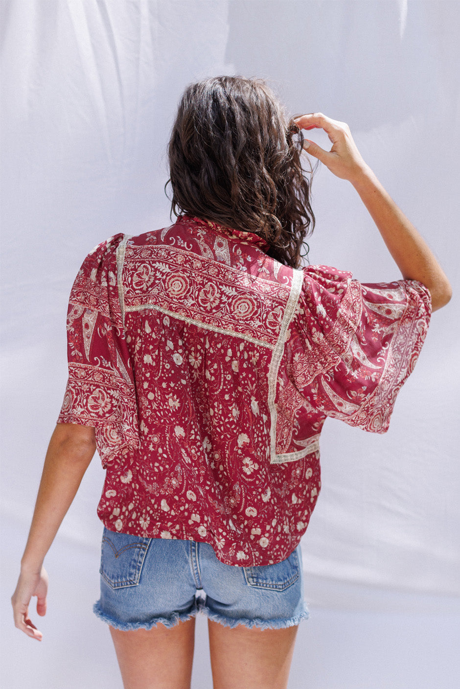 Paneros Clothing - Sustainable Fashion Ethical Designer Floral Print Blouse for Women - Back View.