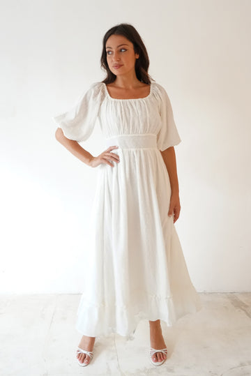 Paneros Clothing Women's Cotton Ankle Length Willow Dress in White - White Paneros Clothing Women's Cotton Ankle Length Willow Dress in White - White