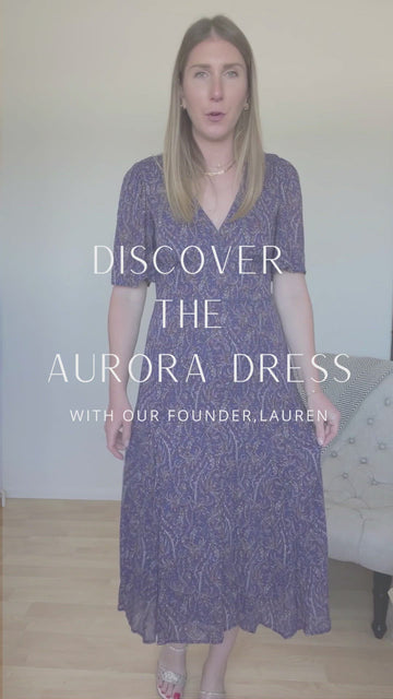 Ethical & Sustainable Purple Boho Floral Print Midi Dress: the Aurora -  Paneros Clothing