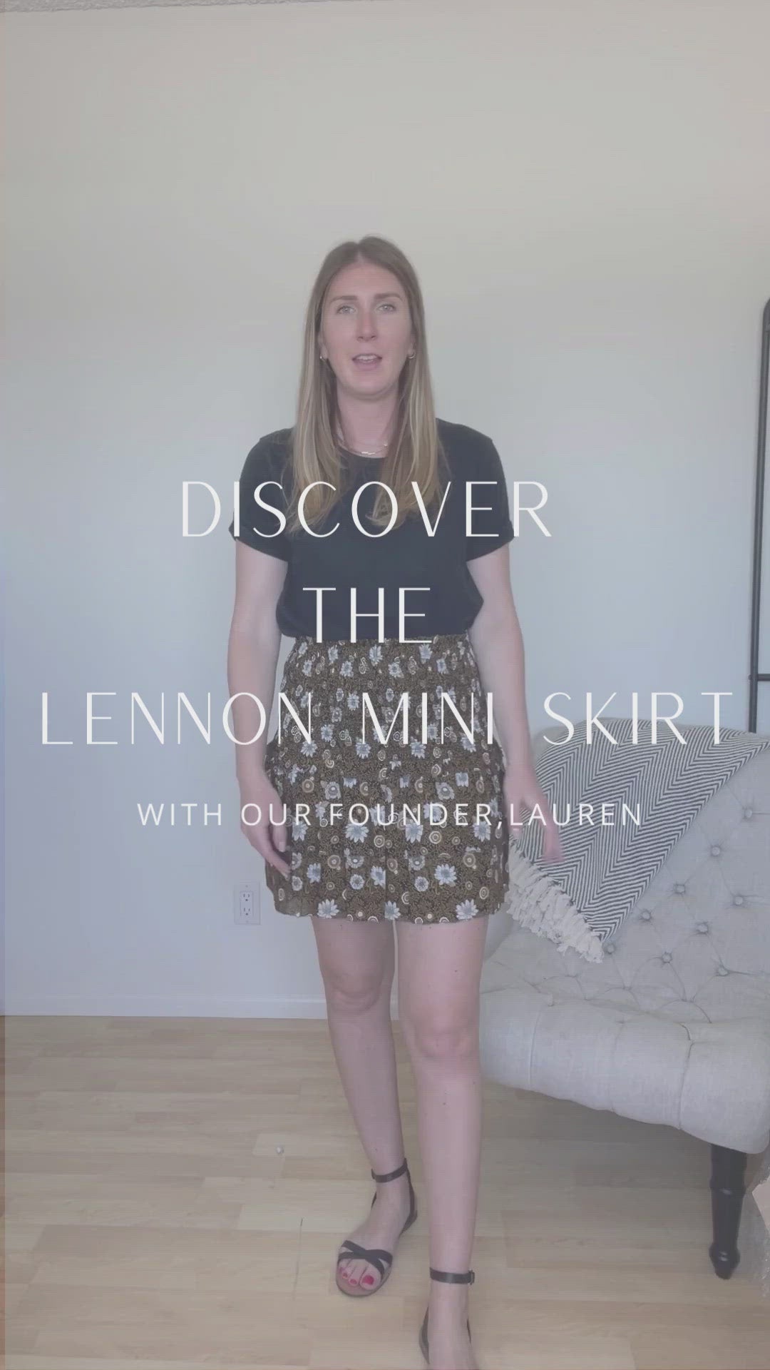 Lennon Smocked Mini Skirt in Black Dahlia