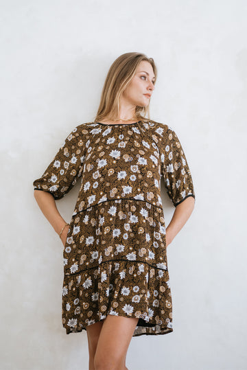 Paneros Clothing Women's Babydoll Mini Clover Dress - Black Dahlia Paneros Clothing Women's Babydoll Mini Clover Dress - Black Dahlia