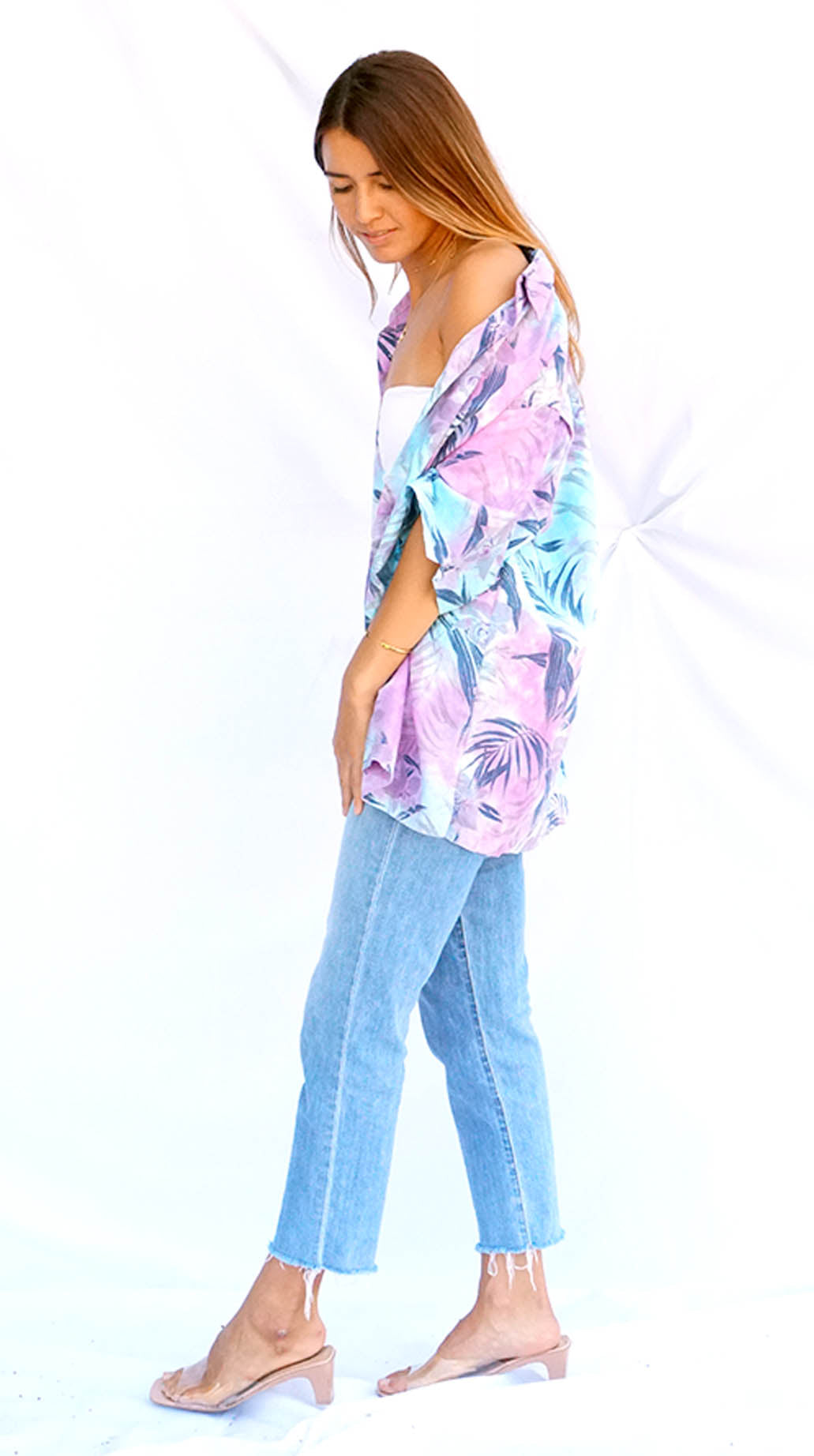 One of a kind handmade embellished Tie Dye Kai aloha shirt by Paneros Clothing. Hawaiian Kai Shirt // Radiant Tie Dye, Size XL. View 1